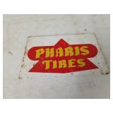 Pharis vintage tire rack, Sign 13 x 7.