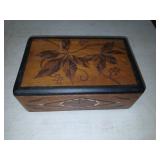 Antique inlaid wooden box 9.5 x 6.5 inches.