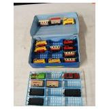 Vtg matchbox, car case with train cars and more