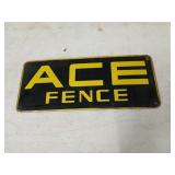 Vintage porcelain Ace fence company sign 12 x 5