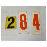 3 vintage metal price numbers 2 4 8.  13' & 7'