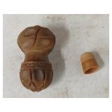 Unusual bakealite butterscotch thimble holder and