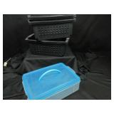 Storage!! 3 Plastic Baskets, Storage Bin with Lid