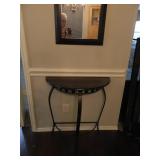 Wall Iron & Wood Table w/ Black Mirror