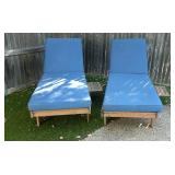 2 Teak Lungers w/ Cushions