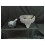 2 Stone Mortar & Pestle