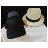 2 Caps w/ Mesh Back, Straw Fedora