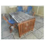 IKEA Teak Table w/ Drop Leaf and 2 Folding Chairs