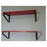 2 Red Shelves w/ Black Brackets