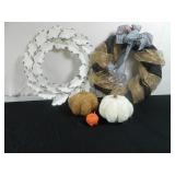 2 Wreaths and 3 Pumpkins