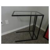 Side Table w/ Glass Top Black Metal