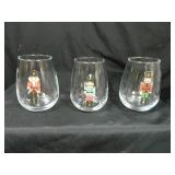 3 Nutcracker Wine Glasses