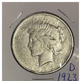 US 1923D Silver PEACE $1 Denver