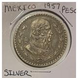 Mexico 1957 Silver Peso