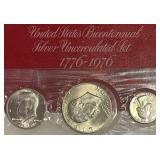 US (3) 40% Silver 1976S UNC Set Type I $1