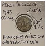 Cuba 1943 Centavo - great condition KM#92.a