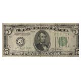 1934 $5 Green Seal Federal Reserve Note