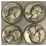 US (4) 90% Silver Quarters