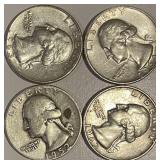 US (4) 90% Silver Quarters