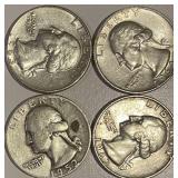 US (4) 90% Silver Quarters