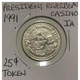 25c Gaming Token President Riverboat Casino IA