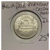 25c Gaming Token Par-A-Dice Riverboat Casino IL