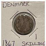 1867 Denmark Skilling Very nice