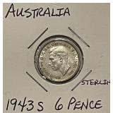 Silver 1943S Australia 6 Pence