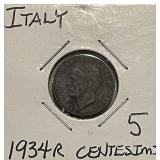 Italy 1934R 5 Centesimi