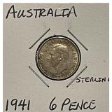 Silver 1941 Australia 6 Pence