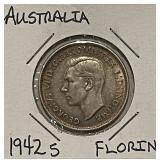 Silver 1942S Australia Florin