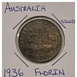 Silver 1936 Australia Florin