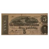 1864 Confederate Sts. 5 Dollar Note