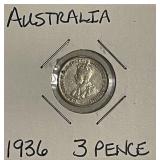 Silver 1936 Australia 3 Pence