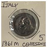 1861M Italy 5 Centesimi