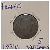 1854W France 5 Centimes - Lille Mint
