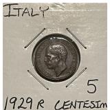 Italy 1929R 5 Centesimi