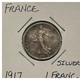 Silver 1917 France Franc