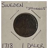 1718 Sweden Saturnius Daler