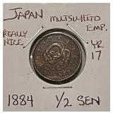 1884 Japan 1/2 Sen Really nice