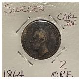 1864 Sweden 2 Ore