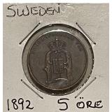 1892 Sweden 5 Ore