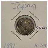 Silver 1891 Japan 10 Sen