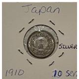 Silver 1910 Japan 10 Sen