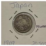 Silver 1907 Japan 20 Sen