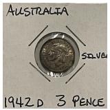 Silver 1942D Australia 3 Pence