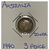 Silver 1940 Australia 3 Pence