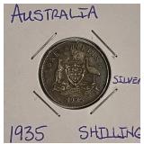 Silver 1935 Australia Shilling