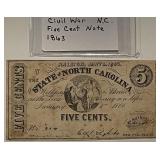 1863 NC 5 Cents Bearer Note