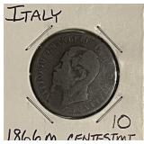 1866M Italy 10 Centesimi